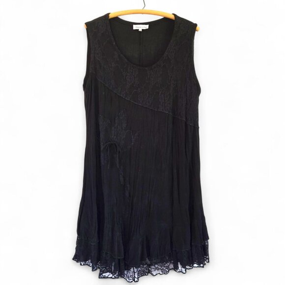 Charlotte & Louis Dresses & Skirts - Charlotte & Louis Black Sleeveless Dress Lace Overlay and Hem Size 18